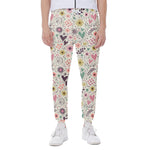 Girly Heart And Flower Pattern Print Scuba Joggers