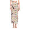 Girly Heart And Flower Pattern Print Side Slit Maxi Skirt