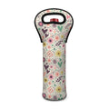 Girly Heart And Flower Pattern Print Single Neoprene Wine Tote