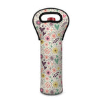 Girly Heart And Flower Pattern Print Single Neoprene Wine Tote