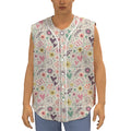 Girly Heart And Flower Pattern Print Sleeveless Baseball Jersey