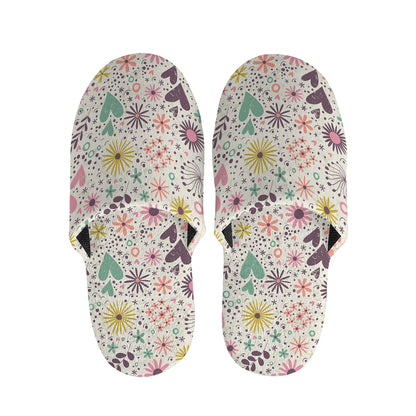 Girly Heart And Flower Pattern Print Slippers