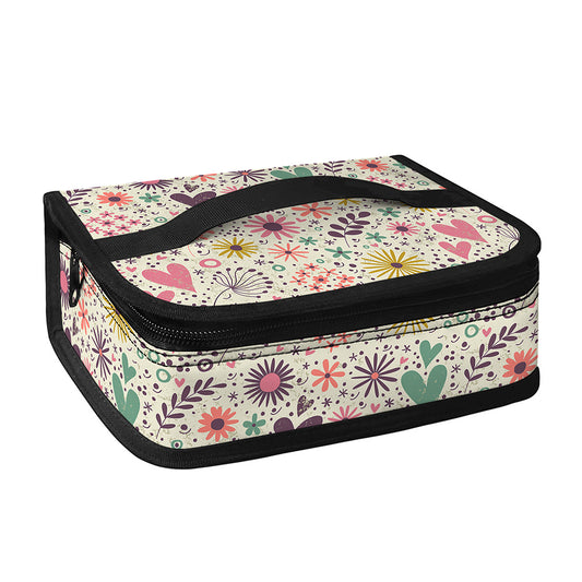 Girly Heart And Flower Pattern Print Small Lunch Bag