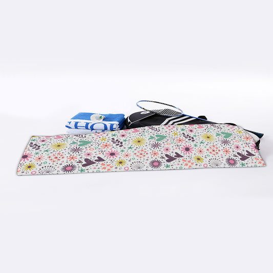 Girly Heart And Flower Pattern Print Sports Towel