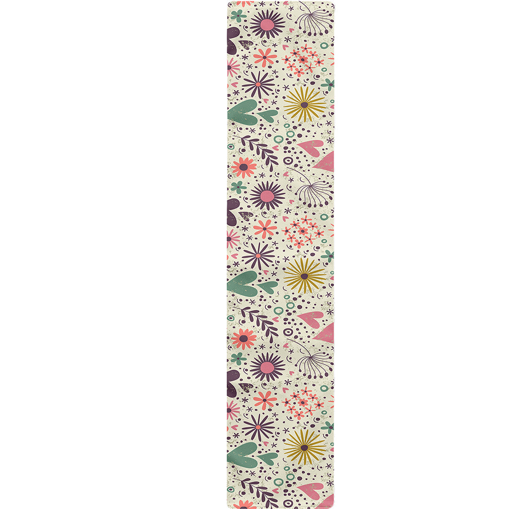 Girly Heart And Flower Pattern Print Table Runner