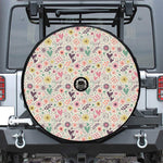 Girly Heart And Flower Pattern Print Tire Cover With Camera Hole