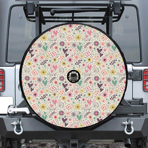 Girly Heart And Flower Pattern Print Tire Cover With Camera Hole