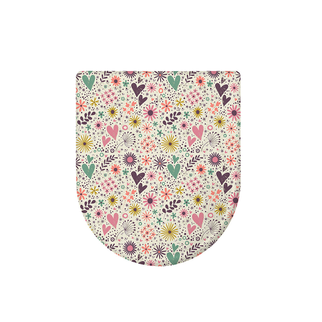 Girly Heart And Flower Pattern Print Toilet Lid Cover