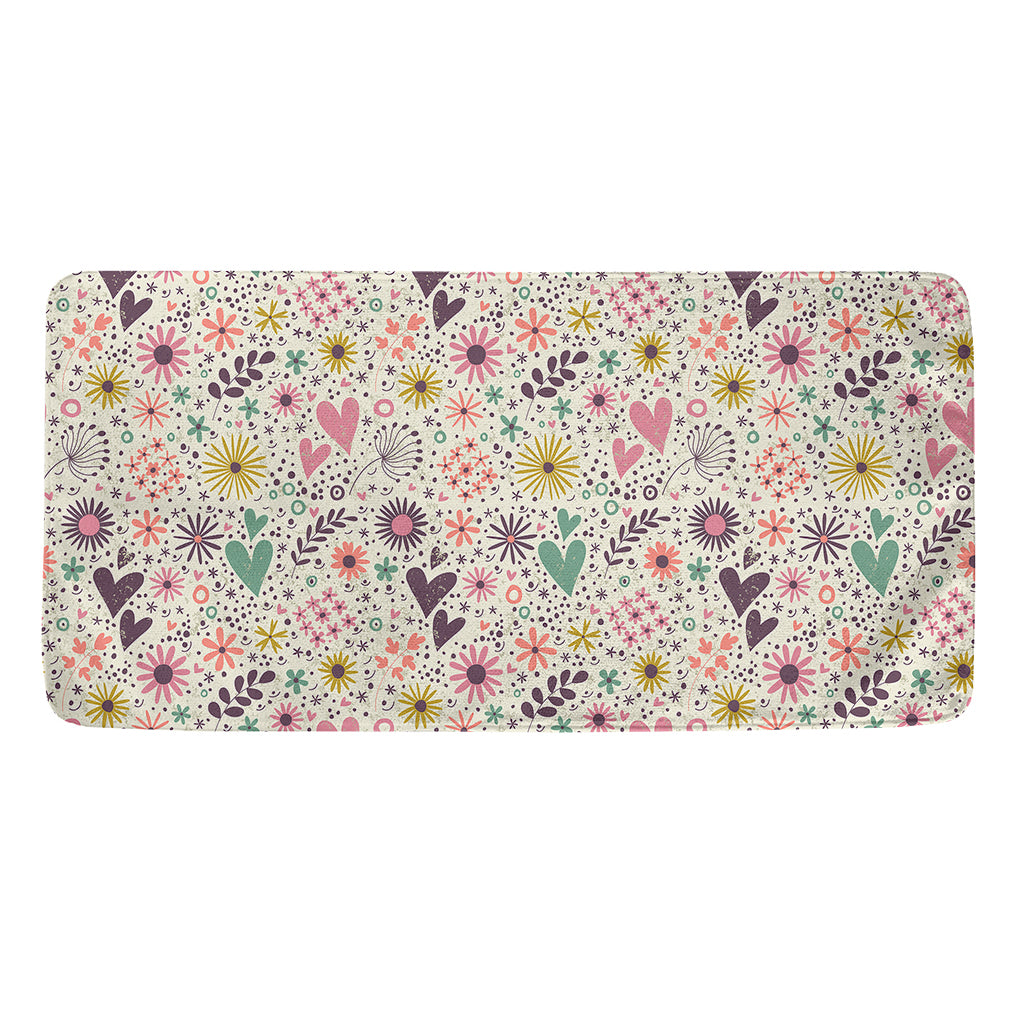 Girly Heart And Flower Pattern Print Towel