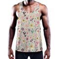 Girly Heart And Flower Pattern Print Men's Workout Tank Top