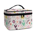 Girly Heart And Flower Pattern Print Travel Makeup Bag