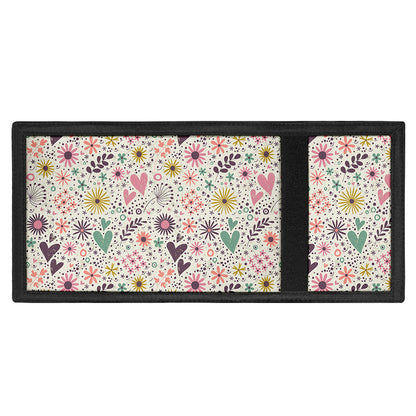 Girly Heart And Flower Pattern Print Trifold Wallet