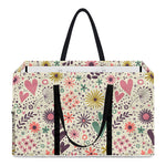 Girly Heart And Flower Pattern Print Utility Tote Bag