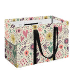 Girly Heart And Flower Pattern Print Utility Tote Bag