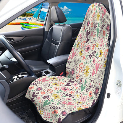 Girly Heart And Flower Pattern Print Waterproof Car Seat Cover