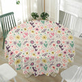 Girly Heart And Flower Pattern Print Waterproof Round Tablecloth