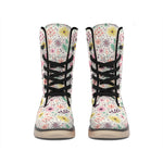Girly Heart And Flower Pattern Print Winter Boots