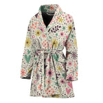 Girly Heart And Flower Pattern Print Women's Bathrobe