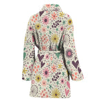 Girly Heart And Flower Pattern Print Women's Bathrobe