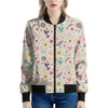 Girly Heart And Flower Pattern Print Women's Bomber Jacket