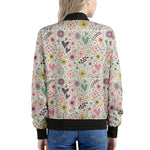 Girly Heart And Flower Pattern Print Women's Bomber Jacket