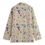 Girly Heart And Flower Pattern Print Women's Cotton Blazer