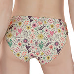 Girly Heart And Flower Pattern Print Women's Panties