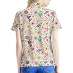 Girly Heart And Flower Pattern Print Women's Polo Shirt