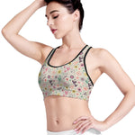 Girly Heart And Flower Pattern Print Women's Sports Bra