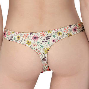 Girly Heart And Flower Pattern Print Women's Thong