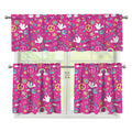 Girly Peace Sign And Love Pattern Print 3 Piece Kitchen Curtains