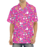 Girly Peace Sign And Love Pattern Print Aloha Shirt