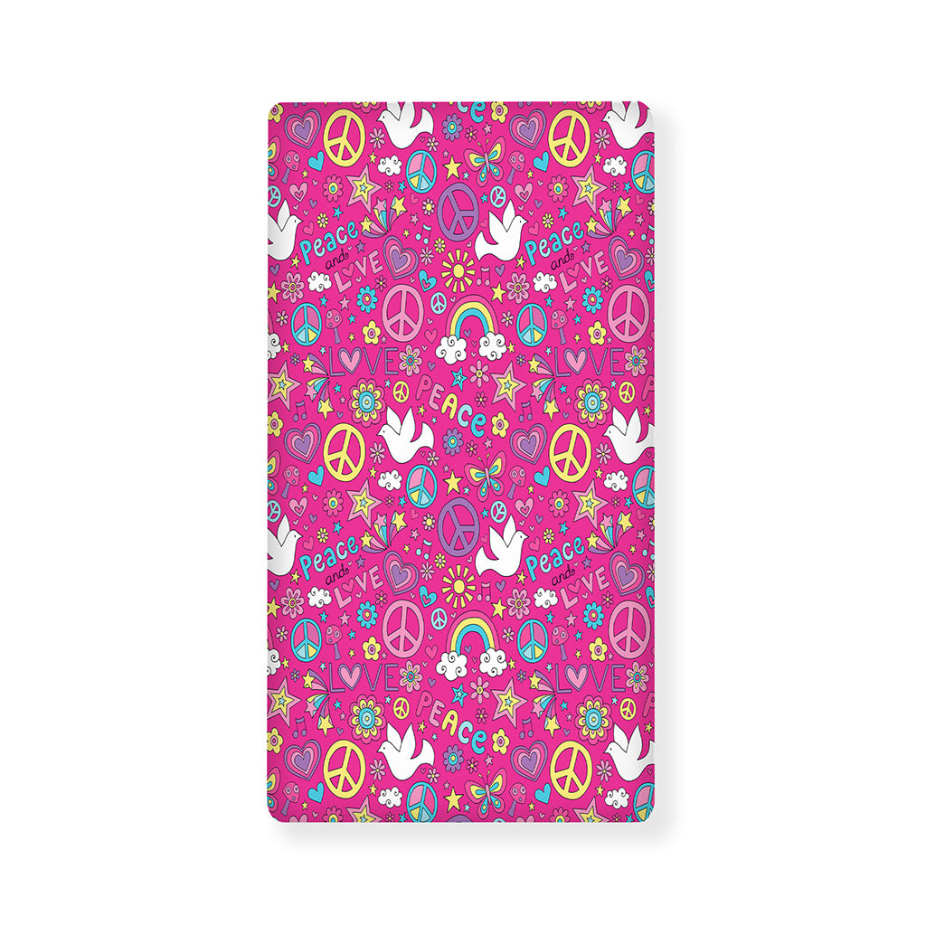 Girly Peace Sign And Love Pattern Print Baby Crib Sheet