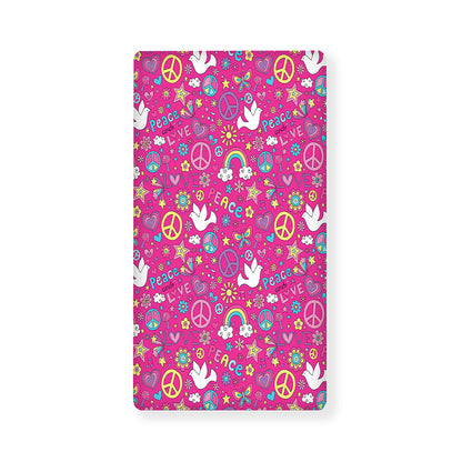 Girly Peace Sign And Love Pattern Print Baby Crib Sheet