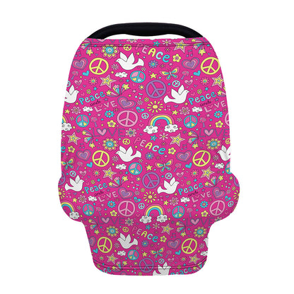 Girly Peace Sign And Love Pattern Print Baby Seat Cover