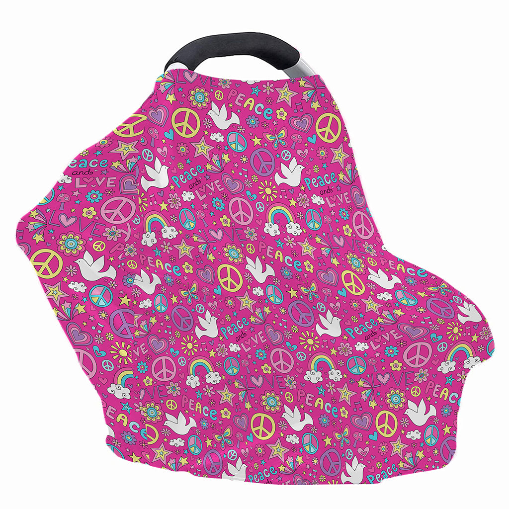 Girly Peace Sign And Love Pattern Print Baby Seat Cover