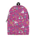Girly Peace Sign And Love Pattern Print School Backpack