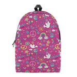 Girly Peace Sign And Love Pattern Print Backpack