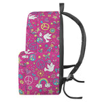 Girly Peace Sign And Love Pattern Print Backpack