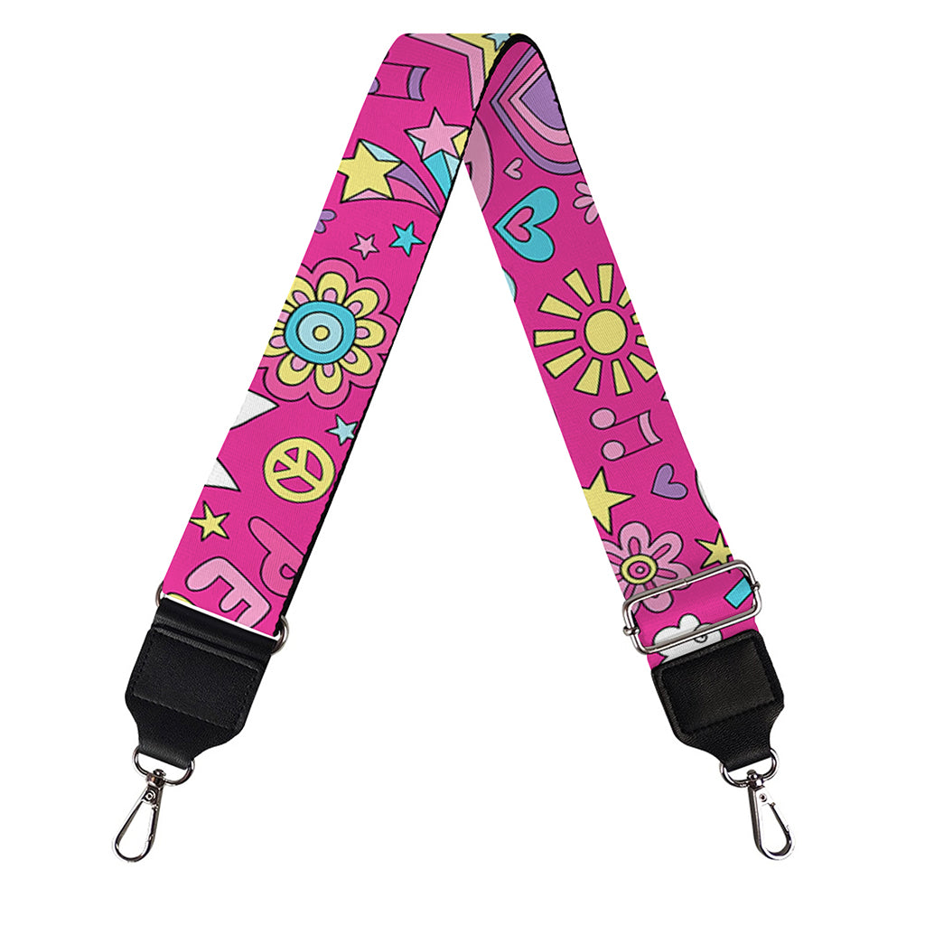 Girly Peace Sign And Love Pattern Print Bag Strap