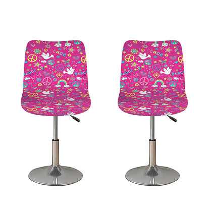 Girly Peace Sign And Love Pattern Print Bar Stool Covers