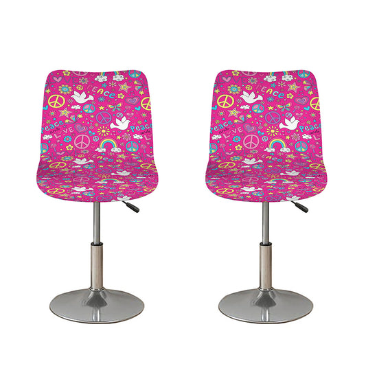 Girly Peace Sign And Love Pattern Print Bar Stool Covers