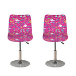 Girly Peace Sign And Love Pattern Print Bar Stool Covers