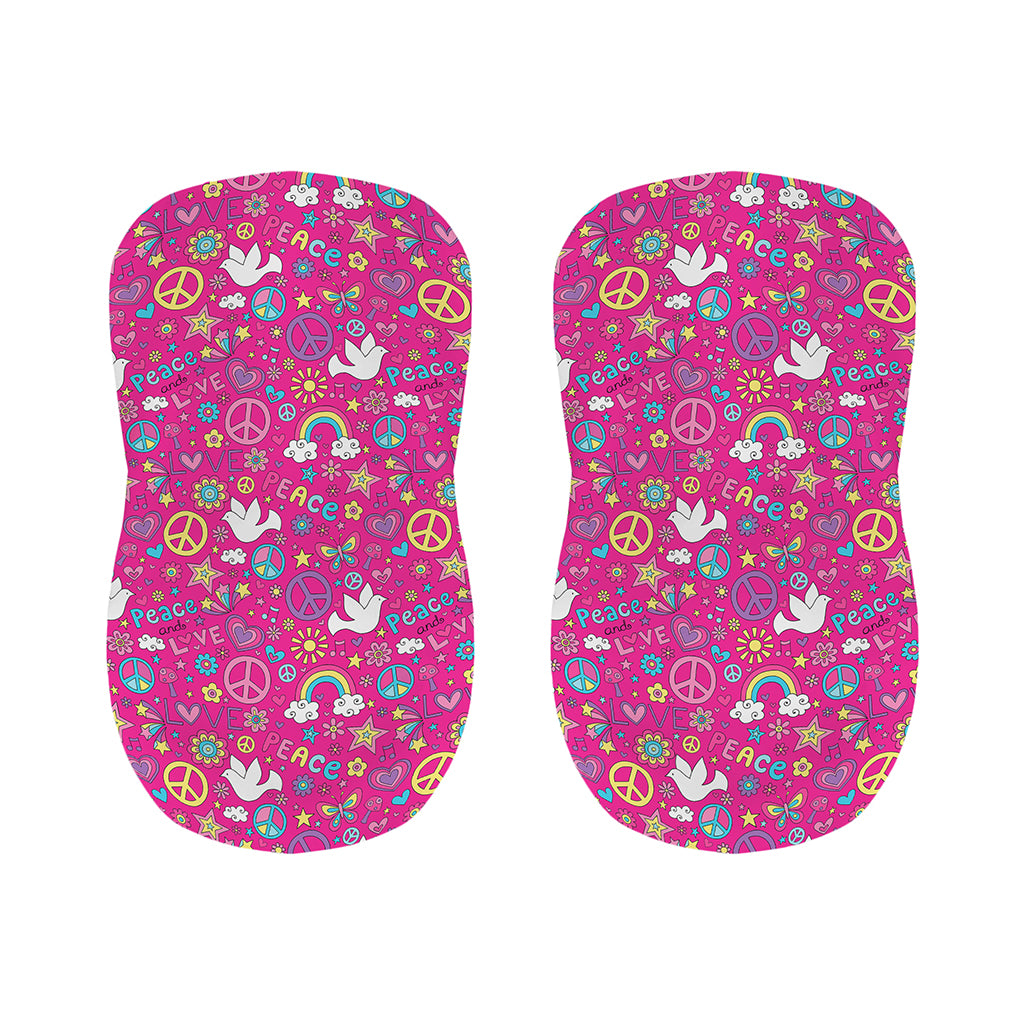 Girly Peace Sign And Love Pattern Print Bar Stool Covers