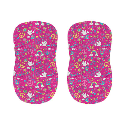 Girly Peace Sign And Love Pattern Print Bar Stool Covers