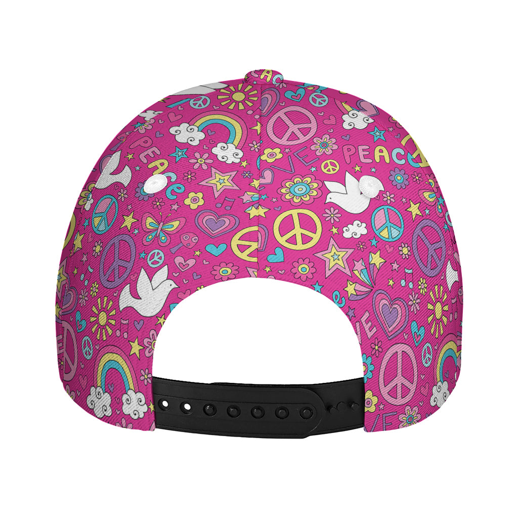 Girly Peace Sign And Love Pattern Print Baseball Cap