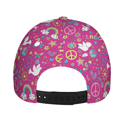 Girly Peace Sign And Love Pattern Print Baseball Cap