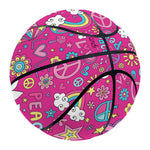 Girly Peace Sign And Love Pattern Print Basketball