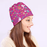 Girly Peace Sign And Love Pattern Print Beanie