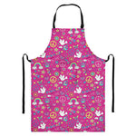 Girly Peace Sign And Love Pattern Print Bib Apron With Pocket